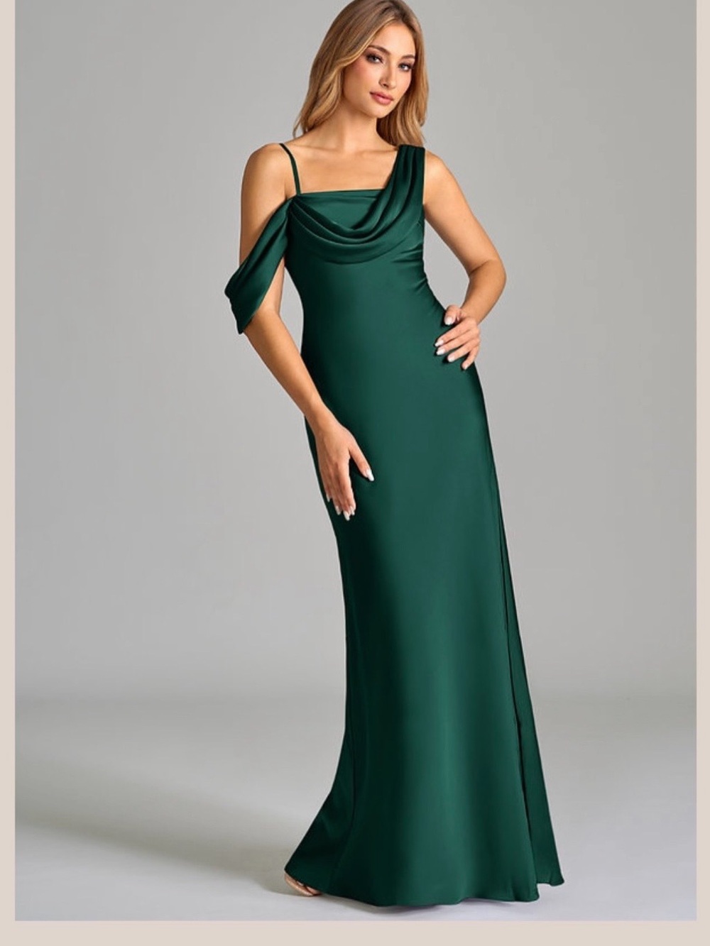 Azazie Emerald Green One-Shoulder Draped dress